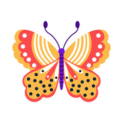 Isolated yellow butterfly vector illustration