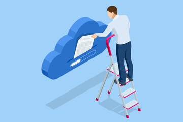 Fototapeta premium Isometric Email Notification Concept. Message Online Chat Social Text Concept. Spam. New Email, Messaging, Email marketing