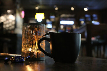 Cup of coffee in a bar