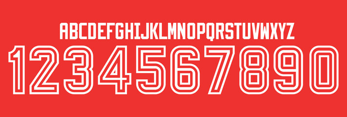 font vector team 2022 kit sport style font. football style font with lines. River font. The Millionaires.sports style letters and numbers for soccer team