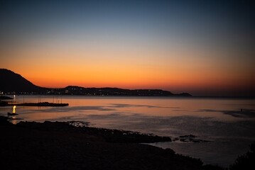 Sunset/Sunrise in Greece, Rodhes, with Lidos in background