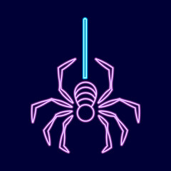 Isolated spider neon hallowen vector illustration