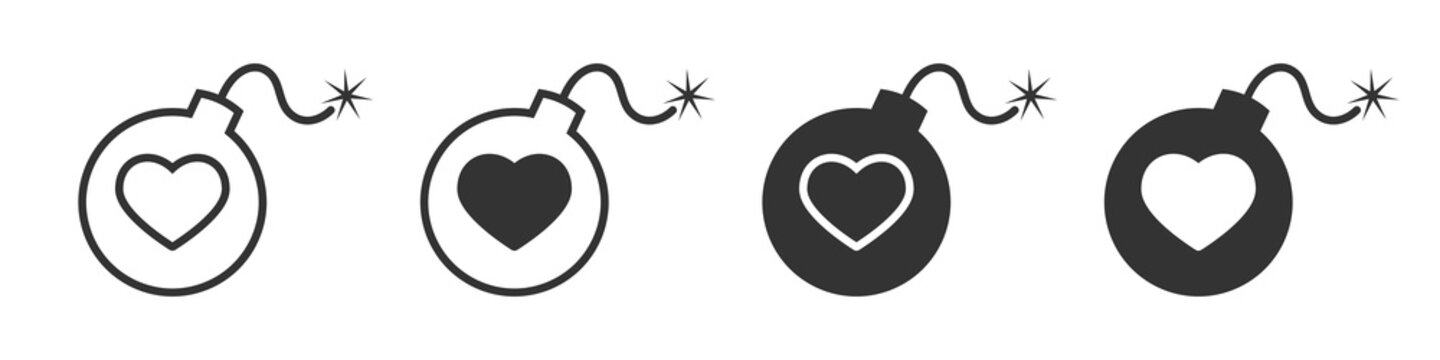 Bomb wuth heart icon. Love bomb icon. Vector illustration.