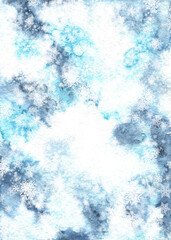 Watercolor winter landscape illustration. Winter Woodland forest, mist, pine trees,evergreen scene, poster, printable card. Woods, wanderlust, nature , trees, background, fir, snow,snowfall, frost