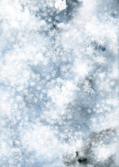 Watercolor winter landscape illustration. Winter Woodland forest, mist, pine trees,evergreen scene, poster, printable card. Woods, wanderlust, nature , trees, background, fir, snow,snowfall, frost