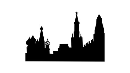 Obraz premium The Moscow Kremlin , black isolated vector silhouette