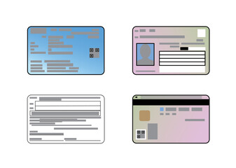 カラフルな保険証とマイナンバーカードのイラスト　裏表