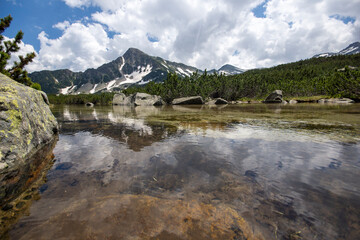 Summer view of Pirin Mountain near Popovo Lake, Bulgaria