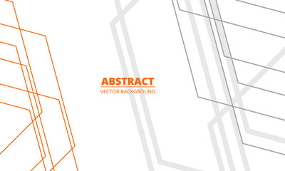 White modern geometric abstract background with gray and orange lines and outlines. Vector illustration