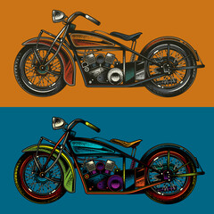 Fototapeta na wymiar Vintage motorcycle. Vector retro illustration. An original design element.