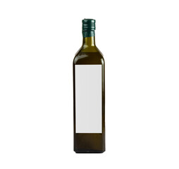 bottle of organic oil with empty tag - isolated
