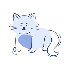 Isolated cat blue silhouette draw vector illustration