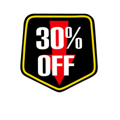 30% off, promotion, discount, offer, colors, red, white, yellow, black, shapes, arrow, low price
