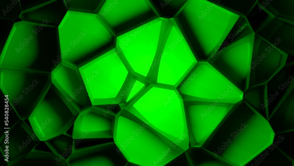 Poster beautiful abstract animation with triangular 3d elements. design. colorful rotating transforming sha