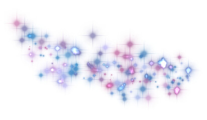 A group of glowing bright balls of stars with rays of light. Png illustration