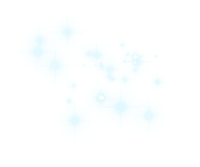 A group of glowing bright balls of stars with rays of light. Png illustration