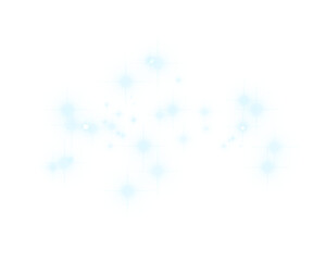 A group of glowing bright balls of stars with rays of light. Png illustration