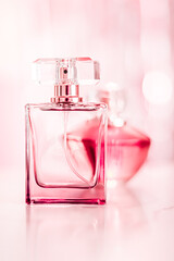 Perfume bottles on glamour background, floral feminine scent, fragrance and eau de parfum as luxury...