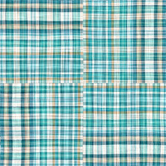 Teal rustic coastal beach house check fabric tile. Seamless sailor flannel textile gingham repeat swatch.