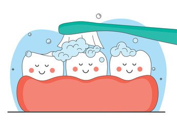 Tooth with toothbrush