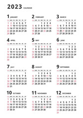 2023年_年間カレンダー_シンプルタテ型