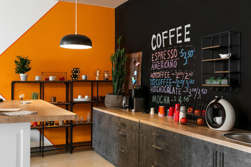 Stylish interior of modern cafe