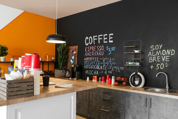 Stylish interior of modern cafe