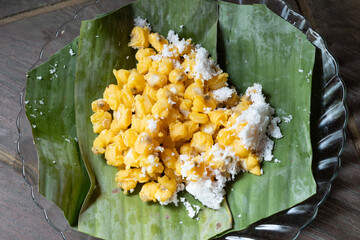 Blendung corn is a traditional food from Java, made from corn that is boiled until soft, then...