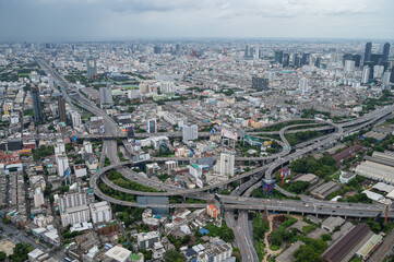 Naklejka na ściany i meble top view of the city, building of bangkok, cityscape