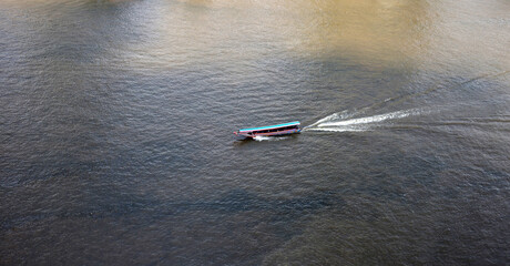 Obraz premium Boat on Chao Phraya river, Bangkok Thailand
