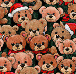 Full frame christmas teddy with red cap