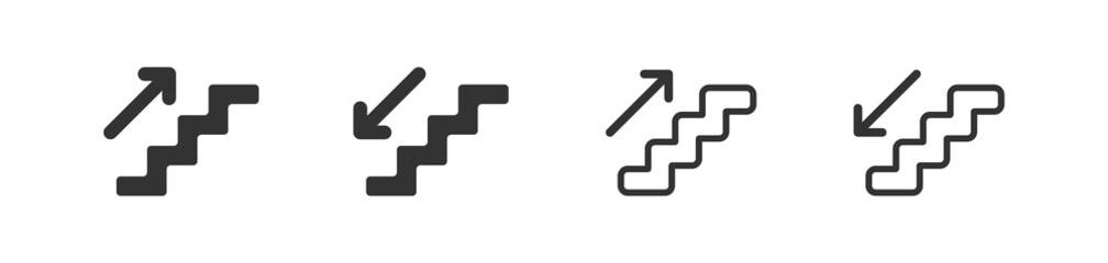 Staircase icon. Stair up and down arrow. Step web sign. Escalator symbol in vector flat