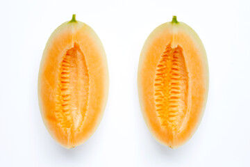 Cantaloupe melon isolated on white.