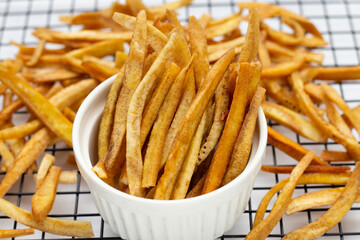 Crispy banana sticks. Fruit snack
