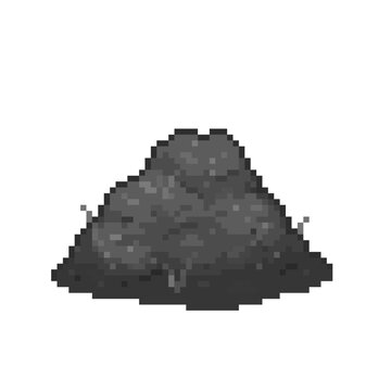 An 8-bit retro-styled pixel-art illustration of a dirty pile of gray ash.