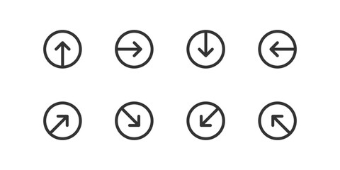 Arrow icon. Right, left and next symbol. Web round button sign in vector flat