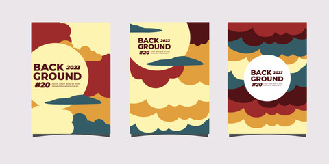 Minimalist landscape set. Abstract shapes for Cover, book, social media story, poster, and Page Layout.