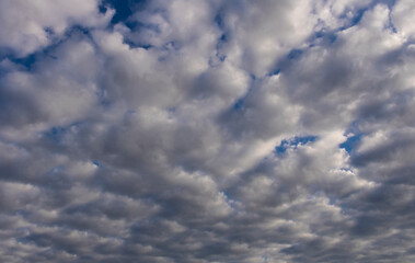 Abstract background of beautiful white clouds with blue sky in Brazil