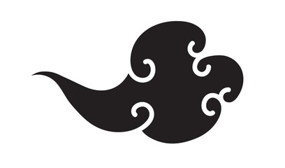 Cloud black color isolated on white background. Oriental traditional ornament for holiday card, invitation, party poster, flyer, decor element. Clouds in the sky. Vector