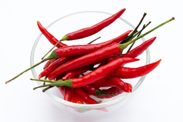 Hot chili peppers on white background.
