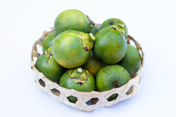 Betel nuts on white background.