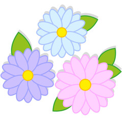 Beautiful cartoon flowers big. Spring decoration. Gardening concept. Vector illustration. stock image. 