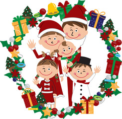 ポップな家族　赤ちゃんと家族のクリスマスリーフ