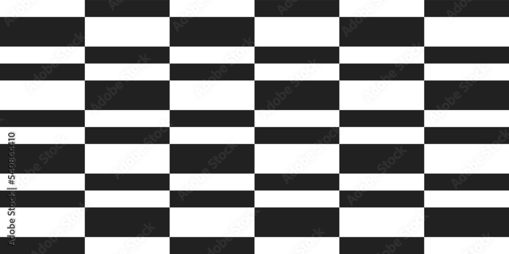 Poster Checkered pattern of thick and thinner rectangles. Seamless black and white checkerboard pattern.