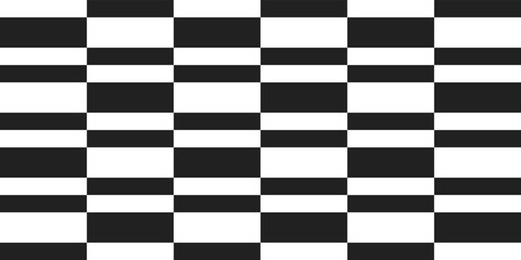 Checkered pattern of thick and thinner rectangles. Seamless black and white checkerboard pattern.