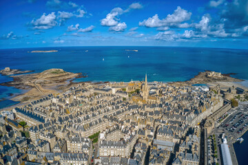 Aerial View of the Vacation City of Saint Malo, France
