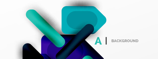 Minimal geometric abstract background. Colorful geometric blocks. Lines, squares and triangles composition wallpaper