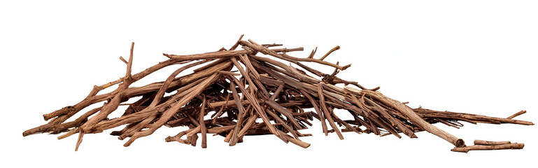pile of twigs, isolated on white background