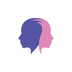 Woman face silhouette character illustration. beauty logo icon vector. Psychology logo