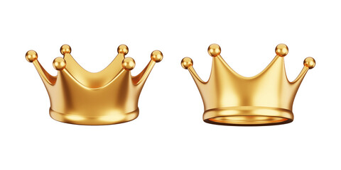 3d gold crown on the white background